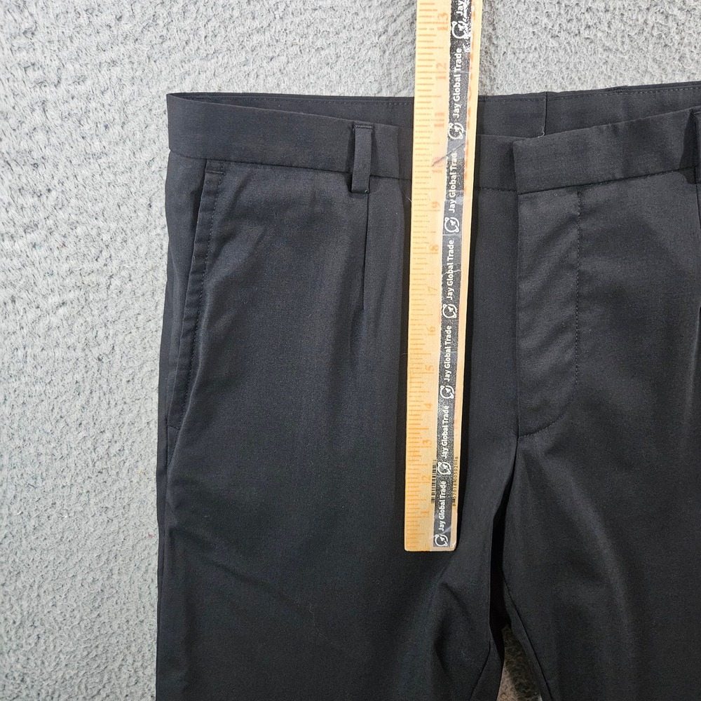 Hugo Boss Amaro Helse Mens Black Virgin Wool Blend Pleated Dress Pants 34x29 - Picture 10 of 11